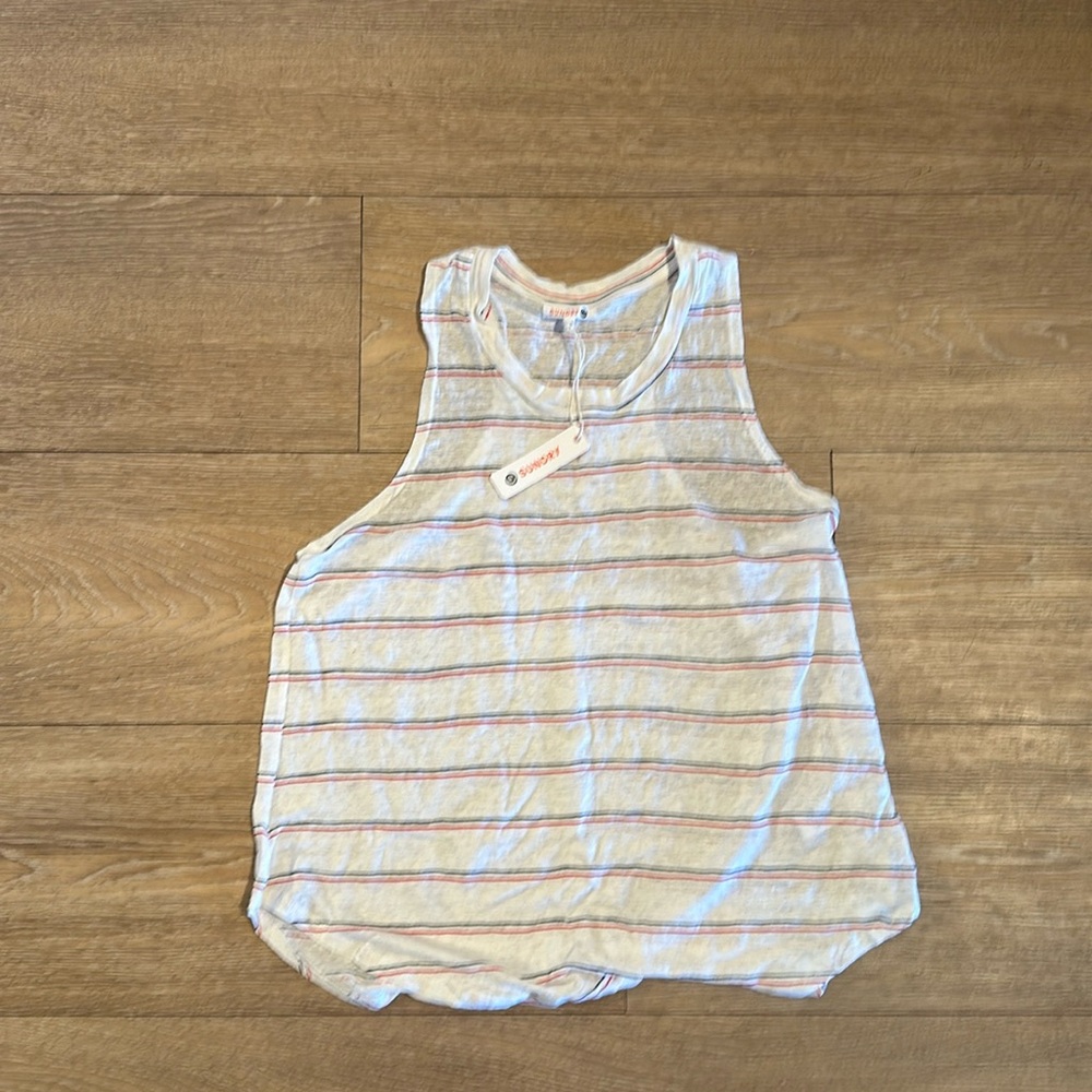 Sundry Navy Red striped Tank Top NWT